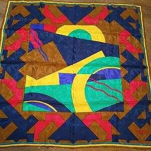 Vibrant Torrente Geometric Silk Scarf 34"